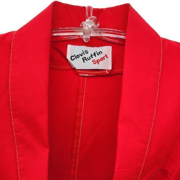 HP Clovis Ruffin Red Puffy‎ Shoulder Long Sleeve Vintage Peplum Jacket - Picture 7 of 13
